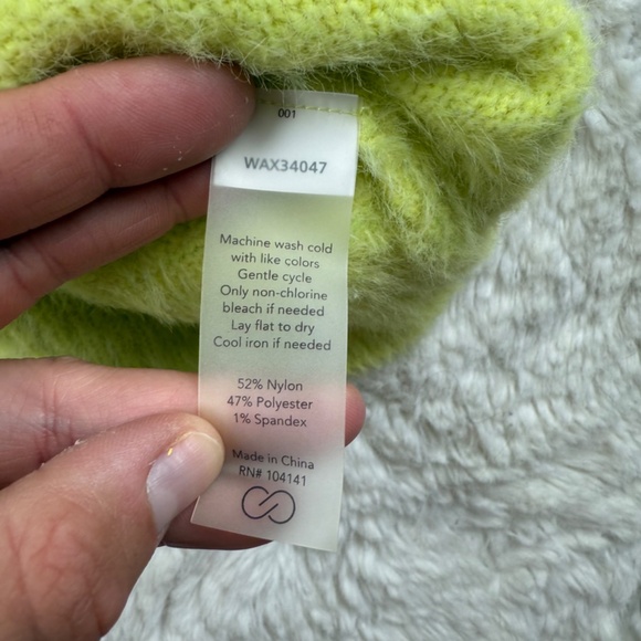 Calia by Carrie Underwood Sweater Fuzzy Eyelash Crewneck Neon Yellow Women's M - Picture 7 of 8